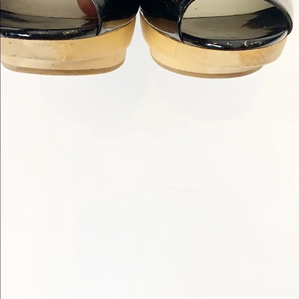 Nine West Black Patent Leather Platform Slingback